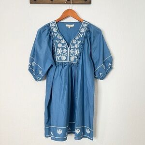 Chelsea & Violet Blue Embroidered Boho Dress